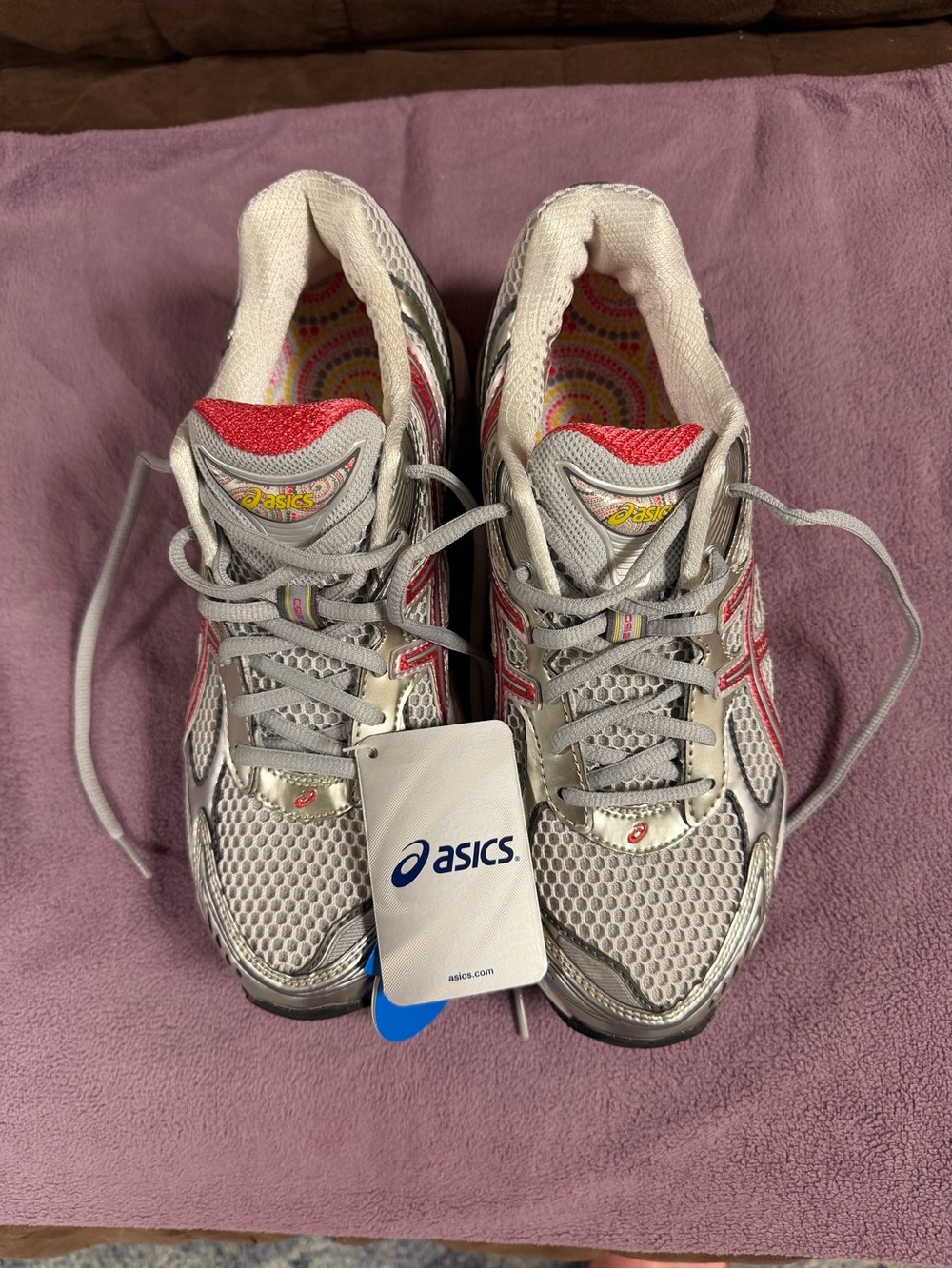 ASICS Silver and Pink Women's Athletic Running Shoes